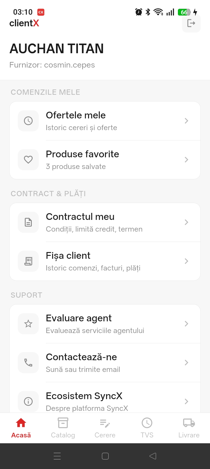 ClientX ecran principal